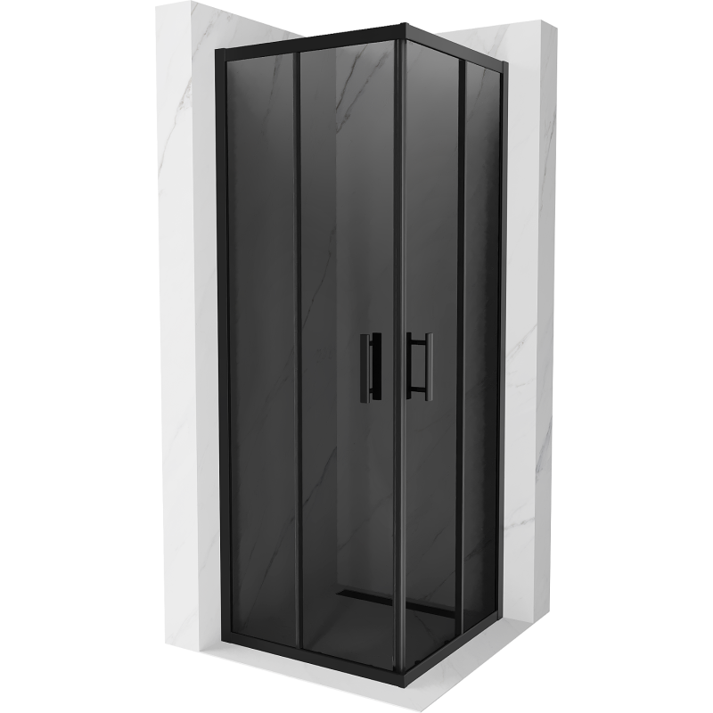 Mexen Rio τετράγωνη καμπίνα ντους 70 x 70 cm, γραφίτης, μαύρη - 860-070-070-70-40