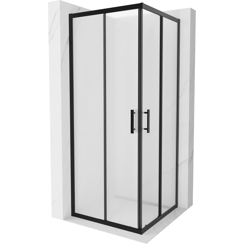 Mexen Rio square shower cabin 80 x 80 cm, frost, black - 860-080-080-70-30