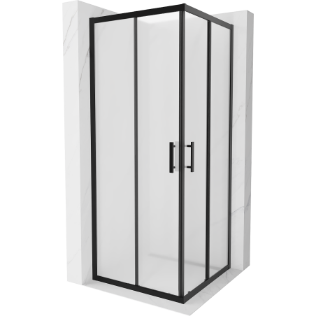 Mexen Rio square shower cabin 80 x 80 cm, frost, black - 860-080-080-70-30