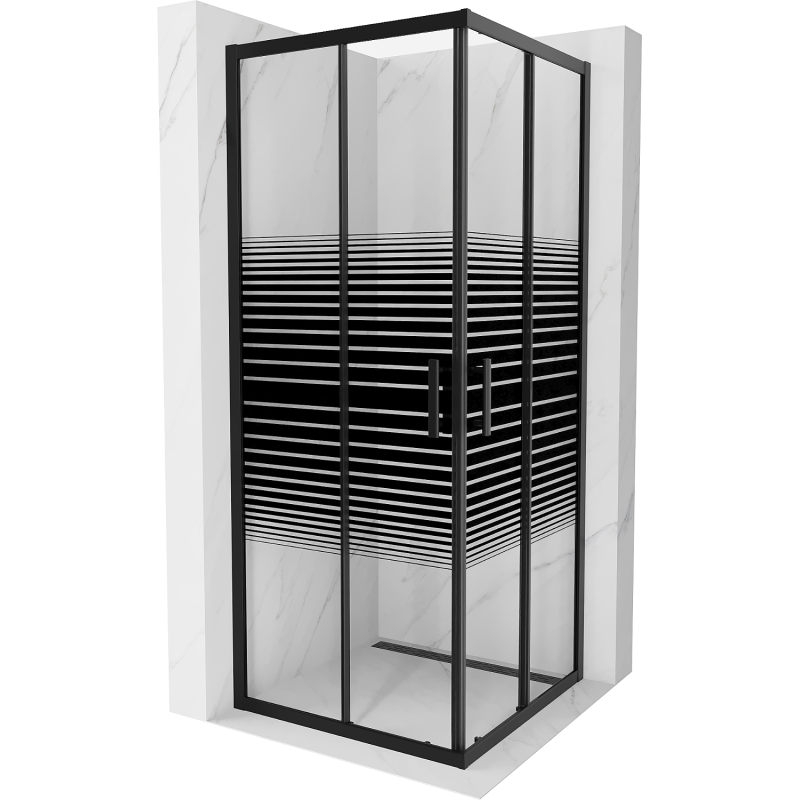 Mexen Rio 80 x 80 cm Square Shower Cabin, Black Stripes, Black - 860-080-080-70-20
