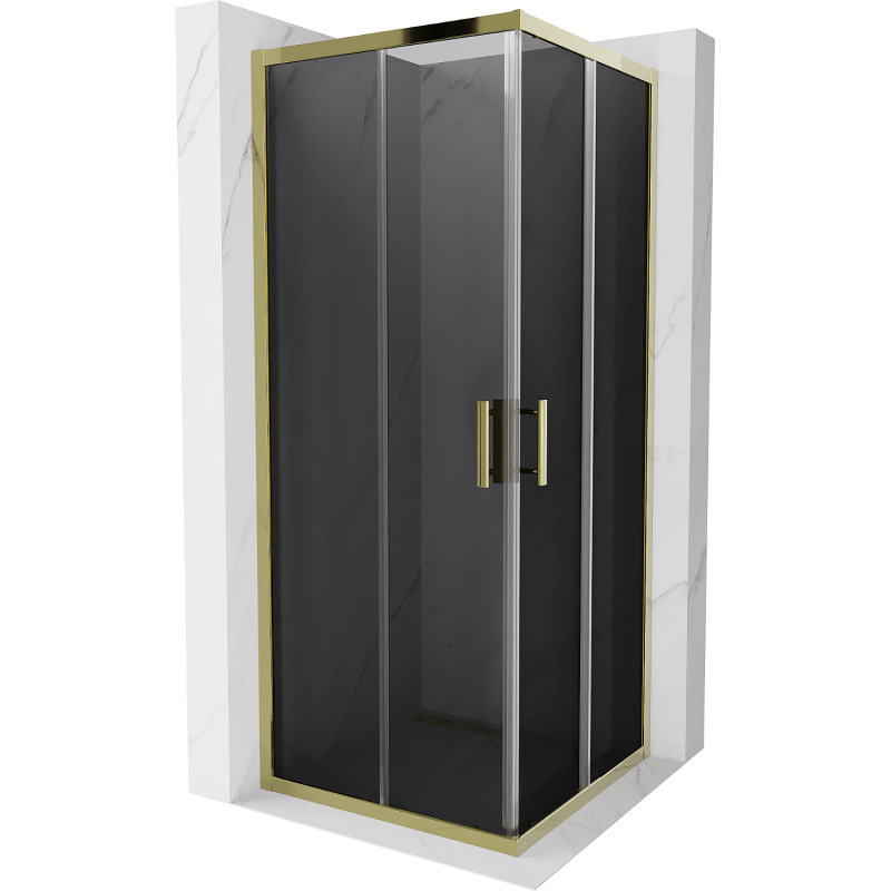 Mexen Rio cabine de duche quadrada 80 x 80 cm, grafite, dourada - 860-080-080-50-40