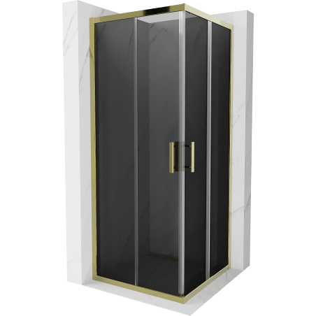 Mexen Rio cabine de duche quadrada 80 x 80 cm, grafite, dourada - 860-080-080-50-40