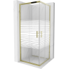 Mexen Rio cabina doccia quadrata 80 x 80 cm, fasce bianche, oro - 860-080-080-50-20