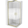 Mexen Rio square shower cabin 80 x 80 cm, white stripes, gold - 860-080-080-50-20