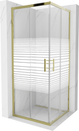 Mexen Rio cabina doccia quadrata 80 x 80 cm, fasce bianche, oro - 860-080-080-50-20
