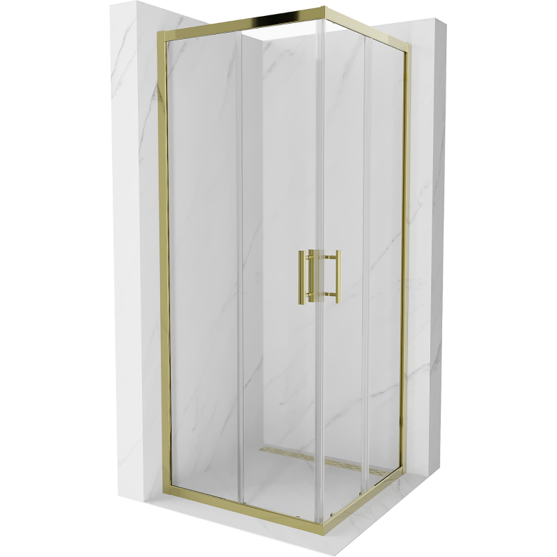 Mexen Rio fyrkantig duschkabin 80 x 80 cm, transparent, guld - 860-080-080-50-00