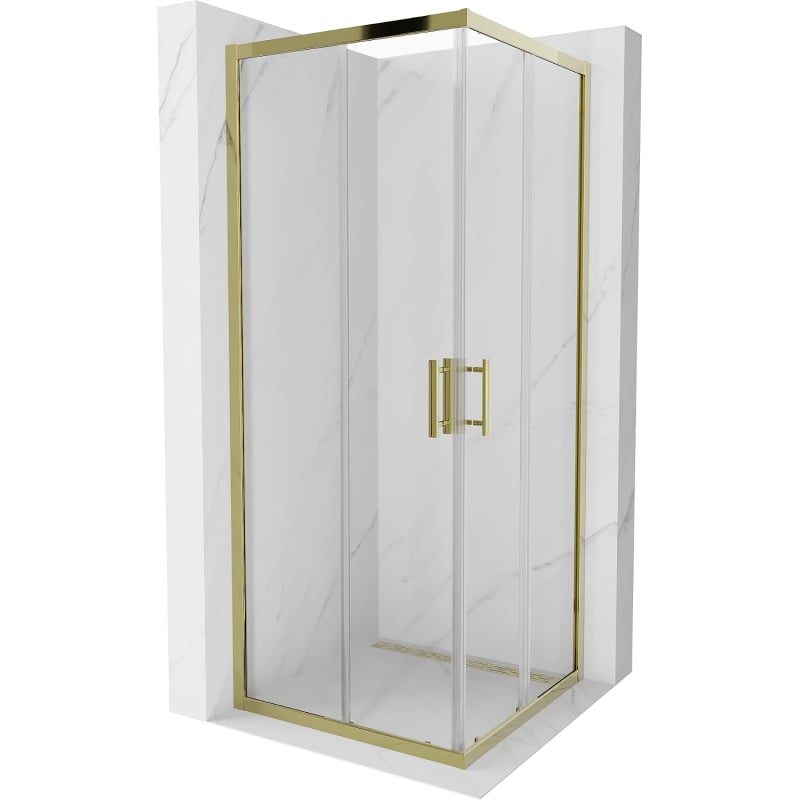 Mexen Rio ruudukujuline dušinurk 80 x 80 cm, läbipaistev, kuldne - 860-080-080-50-00