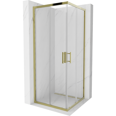 Mexen Rio cabina de ducha cuadrada 80 x 80 cm, transparente, dorada - 860-080-080-50-00