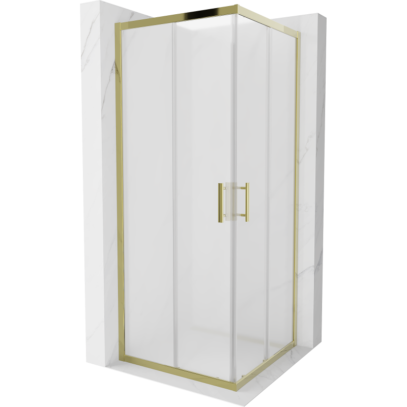 Mexen Rio cabina doccia quadrata 80 x 80 cm, smerigliato, oro - 860-080-080-50-30