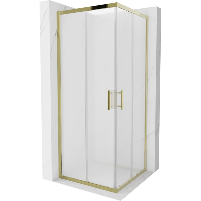 Mexen Rio Quadratische Duschkabine 80 x 80 cm, Milchglas, Gold - 860-080-080-50-30