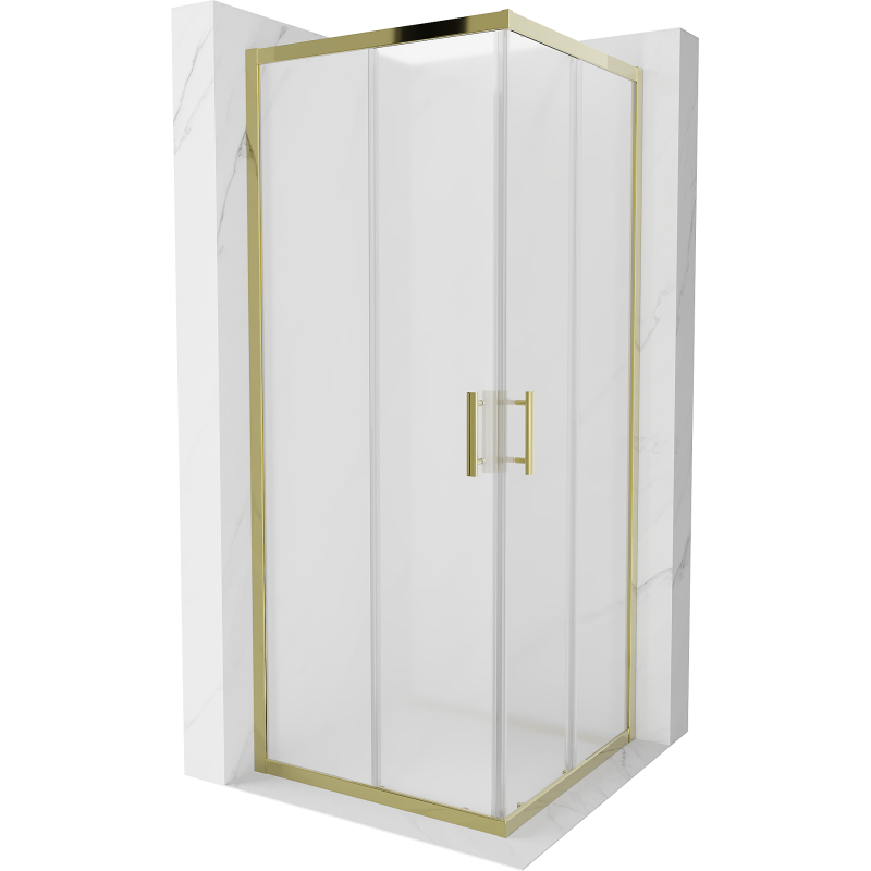 Mexen Rio square shower enclosure 80 x 80 cm, frosted, gold - 860-080-080-50-30