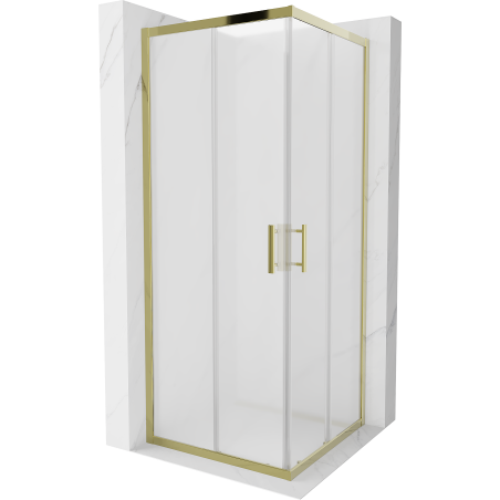 Mexen Rio cabina doccia quadrata 80 x 80 cm, smerigliato, oro - 860-080-080-50-30