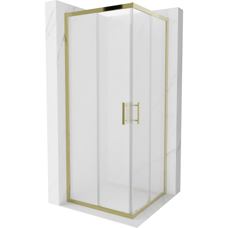 Mexen Rio quadratische Duschkabine 80 x 80 cm, matt, golden - 860-080-080-50-30