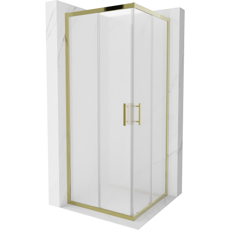 Mexen Rio square shower enclosure 80 x 80 cm, frosted, gold - 860-080-080-50-30