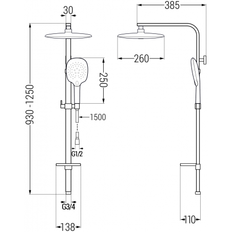 Mexen Q22 columna de ducha, negra - 798222295-70