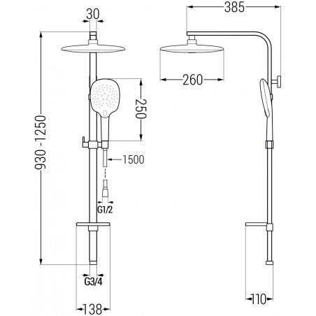 Mexen Q22 Duschsäule, schwarz - 798222295-70