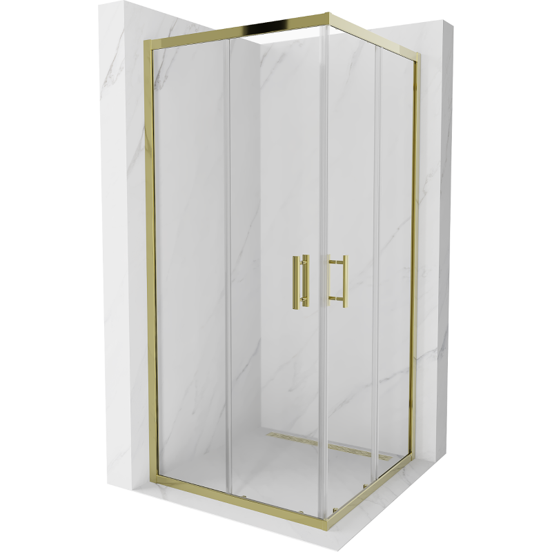 Mexen Rio cabina doccia quadrata 90 x 90 cm, trasparente, oro - 860-090-090-50-00