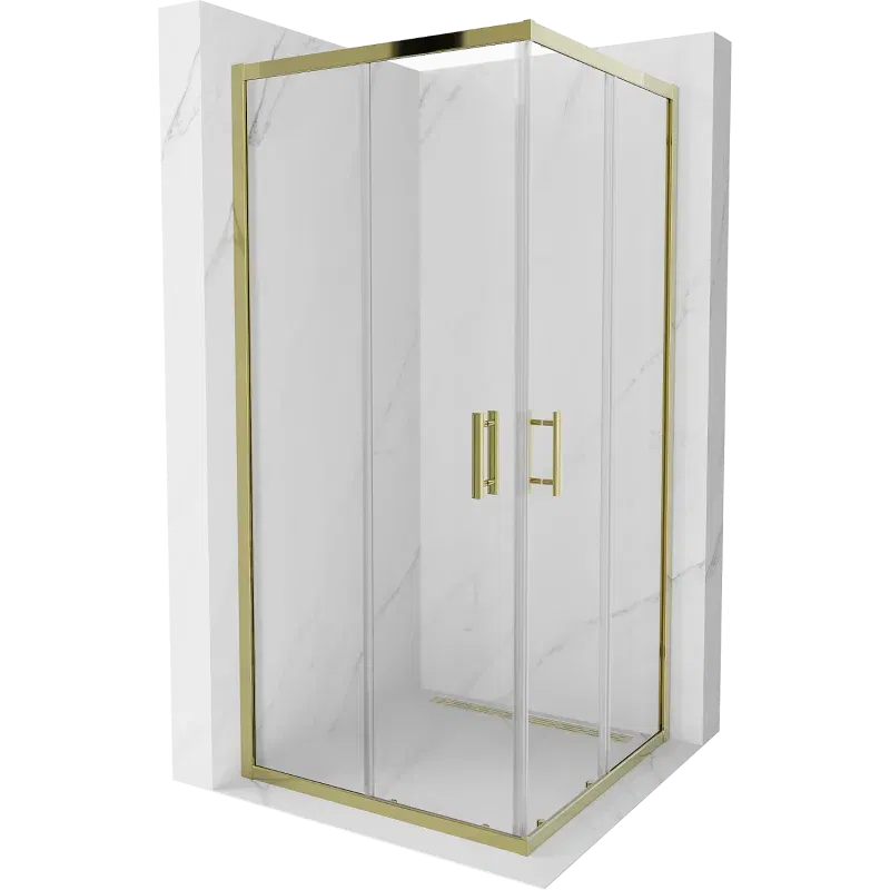 Mexen Rio quadratische Duschkabine 90 x 90 cm, transparent, gold - 860-090-090-50-00