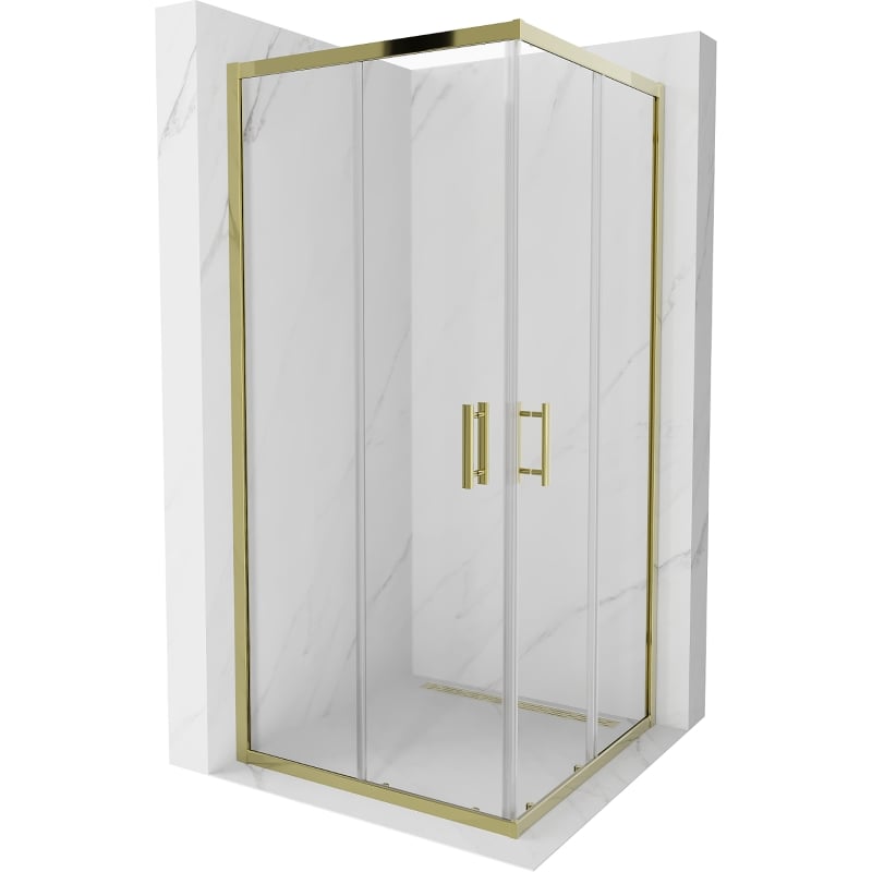 Mexen Rio ruudukujuline dušinurk 90 x 90 cm, läbipaistev, kuldne - 860-090-090-50-00