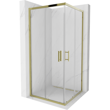 Mexen Rio kvadratna tuš kabina 90 x 90 cm, prozirna, zlatna - 860-090-090-50-00
