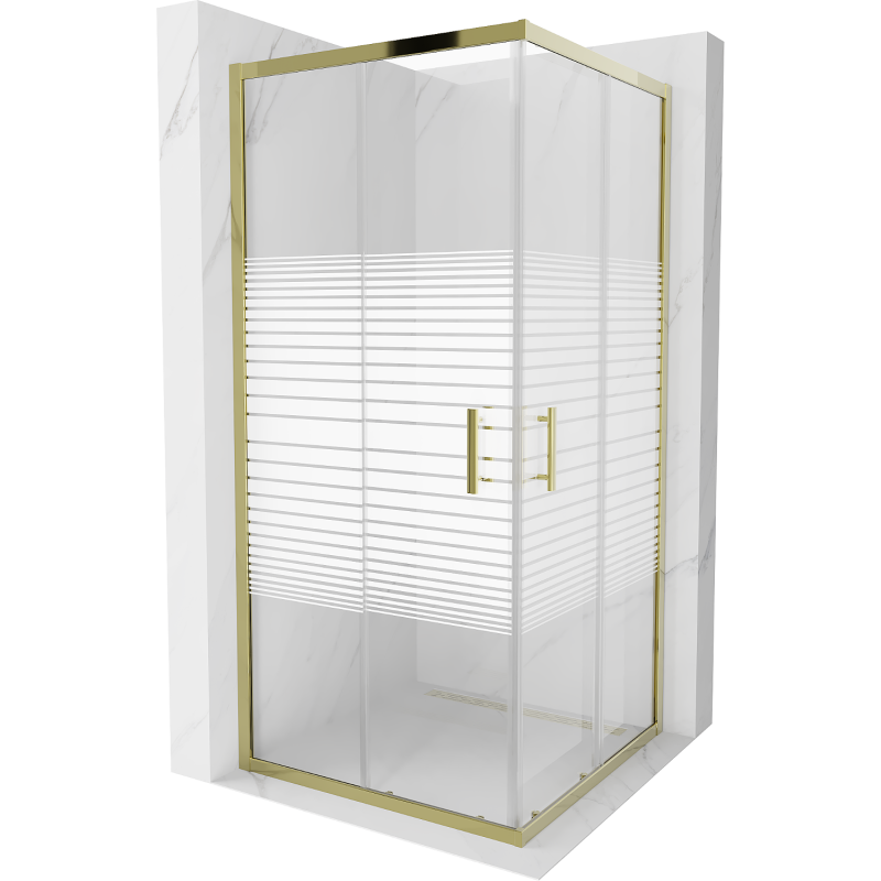 Mexen Rio kabina prysznicowa kwadratowa 90 x 90 cm, pasy, złota - 860-090-090-50-20