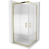 Mexen Rio cabina de ducha cuadrada 90 x 90 cm, franjas blancas, dorada - 860-090-090-50-20