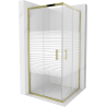 Mexen Rio vierkante douchecabine 90 x 90 cm, witte strepen, goud - 860-090-090-50-20
