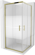 Mexen Rio cabina doccia quadrata 90 x 90 cm, fasce bianche, oro - 860-090-090-50-20