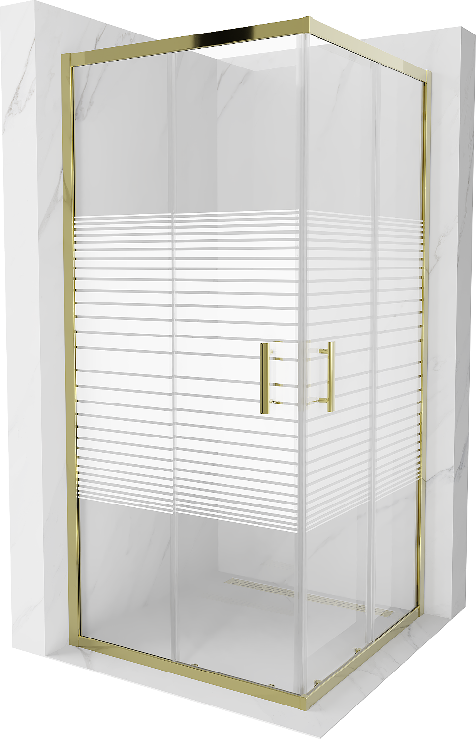 Mexen Rio kabina prysznicowa kwadratowa 90 x 90 cm, pasy, złota - 860-090-090-50-20