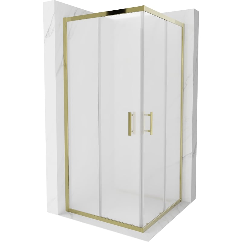 Mexen Rio square shower cabin 90 x 90 cm, frost, gold - 860-090-090-50-30