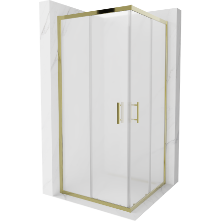 Mexen Rio quadratische Duschkabine 90 x 90 cm, Milchglas, Gold - 860-090-090-50-30