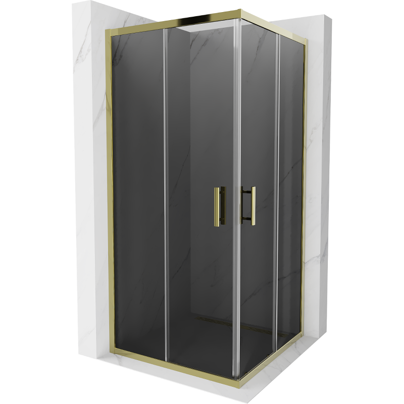 Mexen Rio fyrkantig duschkabin 90 x 90 cm, grafit, guld - 860-090-090-50-40