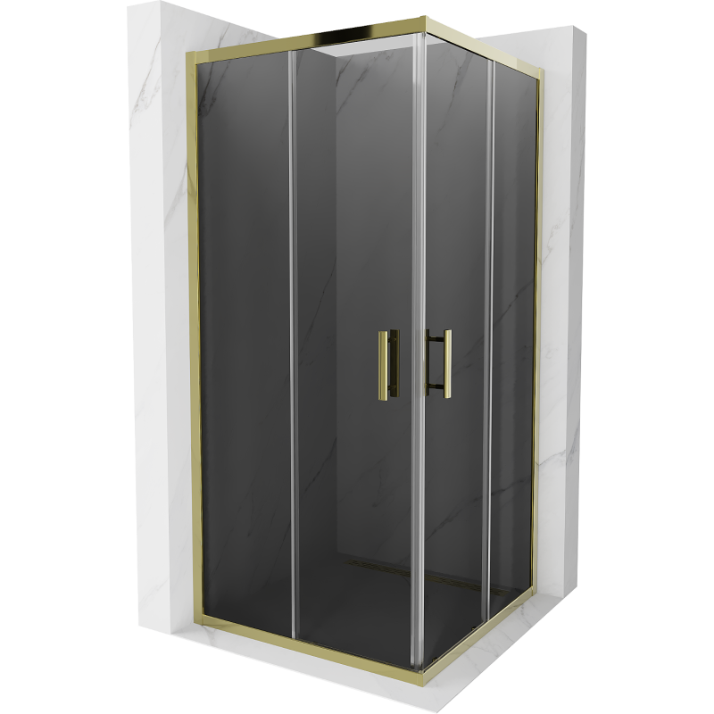 Mexen Rio Square Shower Enclosure 90 x 90 cm, Graphite, Gold - 860-090-090-50-40