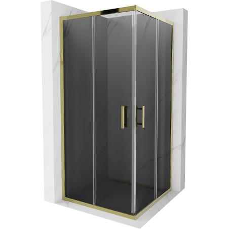 Mexen Rio neliönmuotoinen suihkukaappi 90 x 90 cm, grafiitti, kulta - 860-090-090-50-40