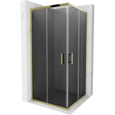 Mexen Rio Square Shower Enclosure 90 x 90 cm, Graphite, Gold - 860-090-090-50-40