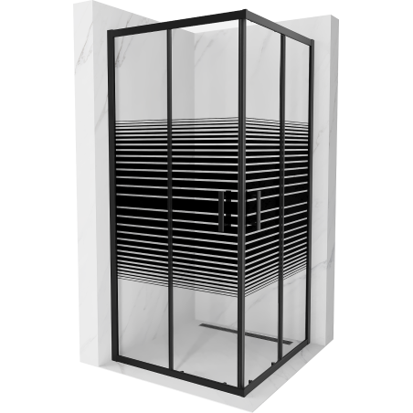Mexen Rio cabine de douche carrée 90 x 90 cm, bandes noires, noire - 860-090-090-70-20