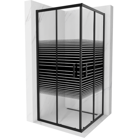Mexen Rio cabine de duche quadrada 90 x 90 cm, faixas pretas, preta - 860-090-090-70-20