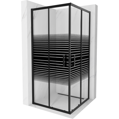 Mexen Rio quadratische Duschkabine 90 x 90 cm, schwarze Streifen, schwarz - 860-090-090-70-20