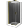 Mexen Rio cabina de ducha cuadrada 80 x 80 cm, grafito, dorado + plato de ducha Rio, blanco - 860-080-080-50-40-4510