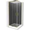 Mexen Rio square shower cabin 80 x 80 cm, graphite, gold + Rio shower tray, white - 860-080-080-50-40-4510