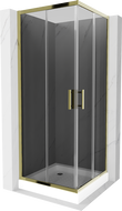Mexen Rio square shower cabin 80 x 80 cm, graphite, gold + Rio shower tray, white - 860-080-080-50-40-4510