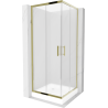 Mexen Rio square shower enclosure 80 x 80 cm, frosted, gold + Rio tray, white - 860-080-080-50-30-4510
