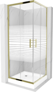 Mexen Rio 80 x 80 cm square shower cabin, white stripes, gold + tray, white - 860-080-080-50-20-4510