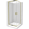 Mexen Rio cabine de douche carrée 80 x 80 cm, transparent, or + bac à douche Rio, blanc - 860-080-080-50-00-4510