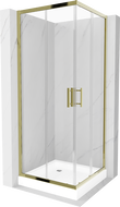 Mexen Rio vierkante douchecabine 80 x 80 cm, transparant, goud + Rio douchebak, wit - 860-080-080-50-00-4510