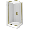 Mexen Rio vierkante douchecabine 90 x 90 cm, transparant, goud + douchebak, wit - 860-090-090-50-00-4510