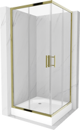 Mexen Rio cabine de douche carrée 90 x 90 cm, transparent, dorée + bac à douche Rio, blanc - 860-090-090-50-00-4510