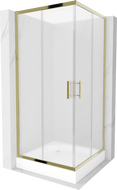 Mexen Rio cabina doccia quadrata 90 x 90 cm, ghiaccio, oro + piatto doccia Rio, bianco - 860-090-090-50-30-4510