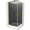 Mexen Rio quadratische Duschkabine 90 x 90 cm, Graphit, Gold + Rio Duschwanne, Weiß - 860-090-090-50-40-4510