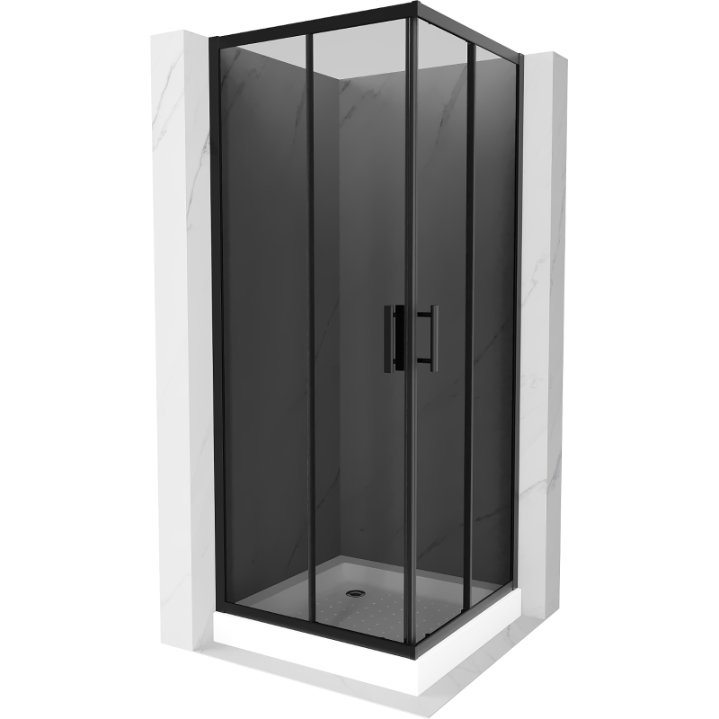 Mexen Rio cabine de douche carrée 80 x 80 cm, graphite, noire + receveur Rio, blanc - 860-080-080-70-40-4510